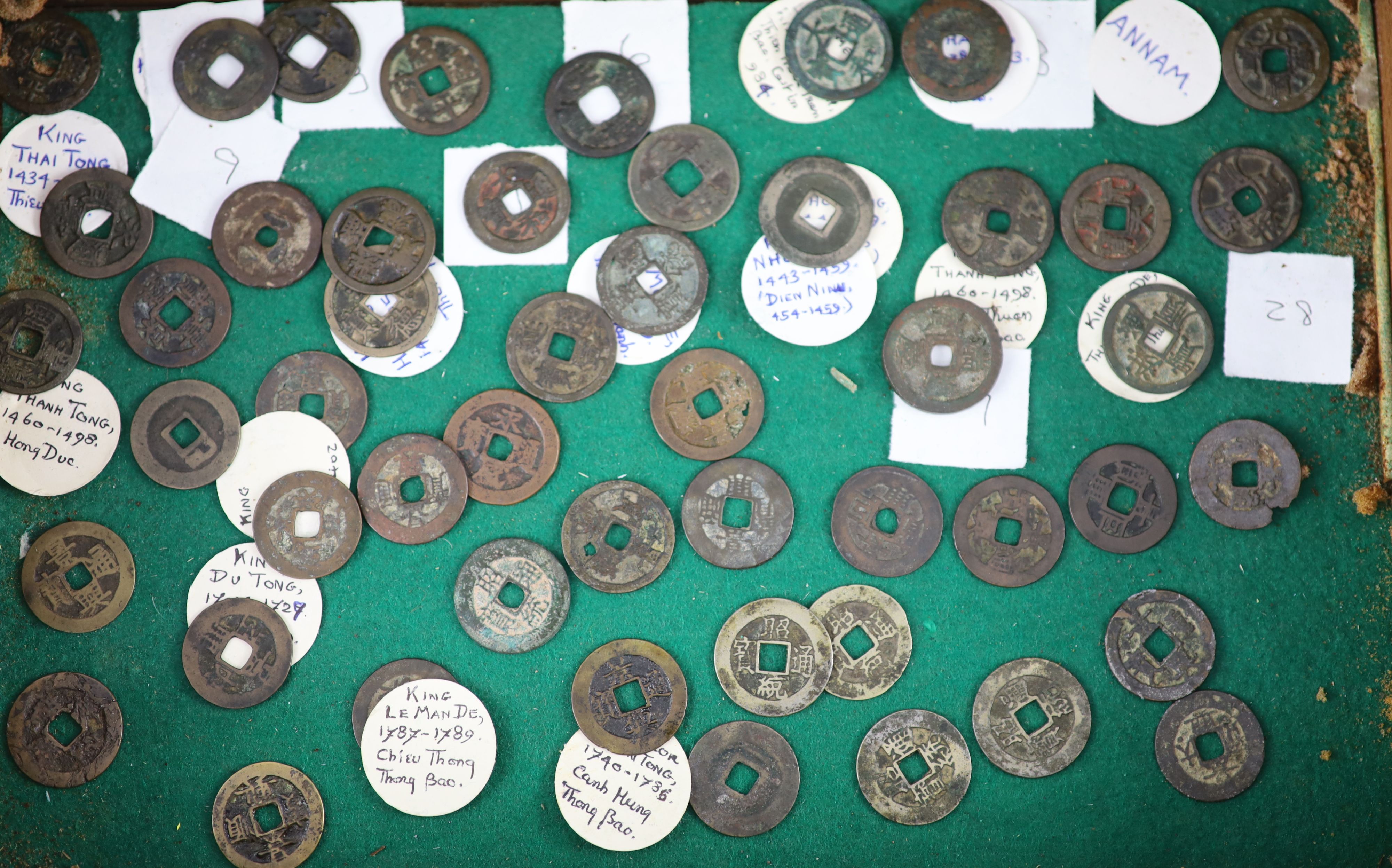 Vietnam, approx 78 Annam cash coins, Lê dynasty (980-1009) to Nguyen dynasty (1802–1945),